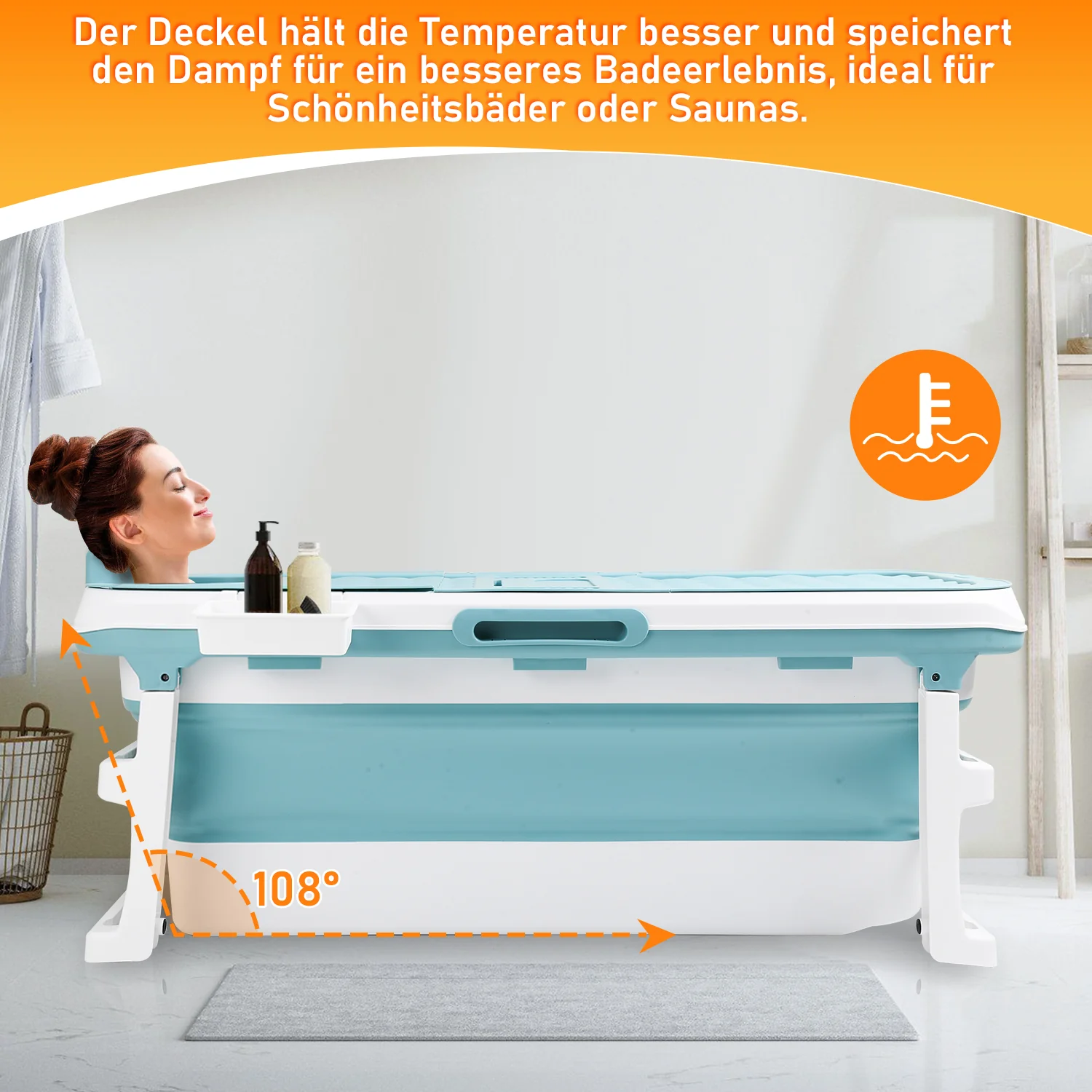 Sonnewelt Faltbare Badewanne mit Abdeckung
