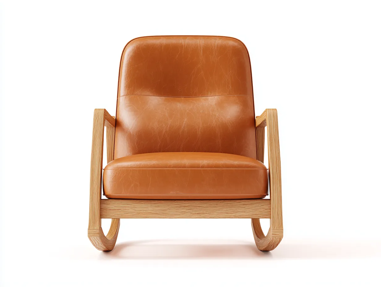 Schaukelstuhl Kunstleder 76 x 98 x 102 cm - braun - für Wohnzimmer - modern mit Holzgestell