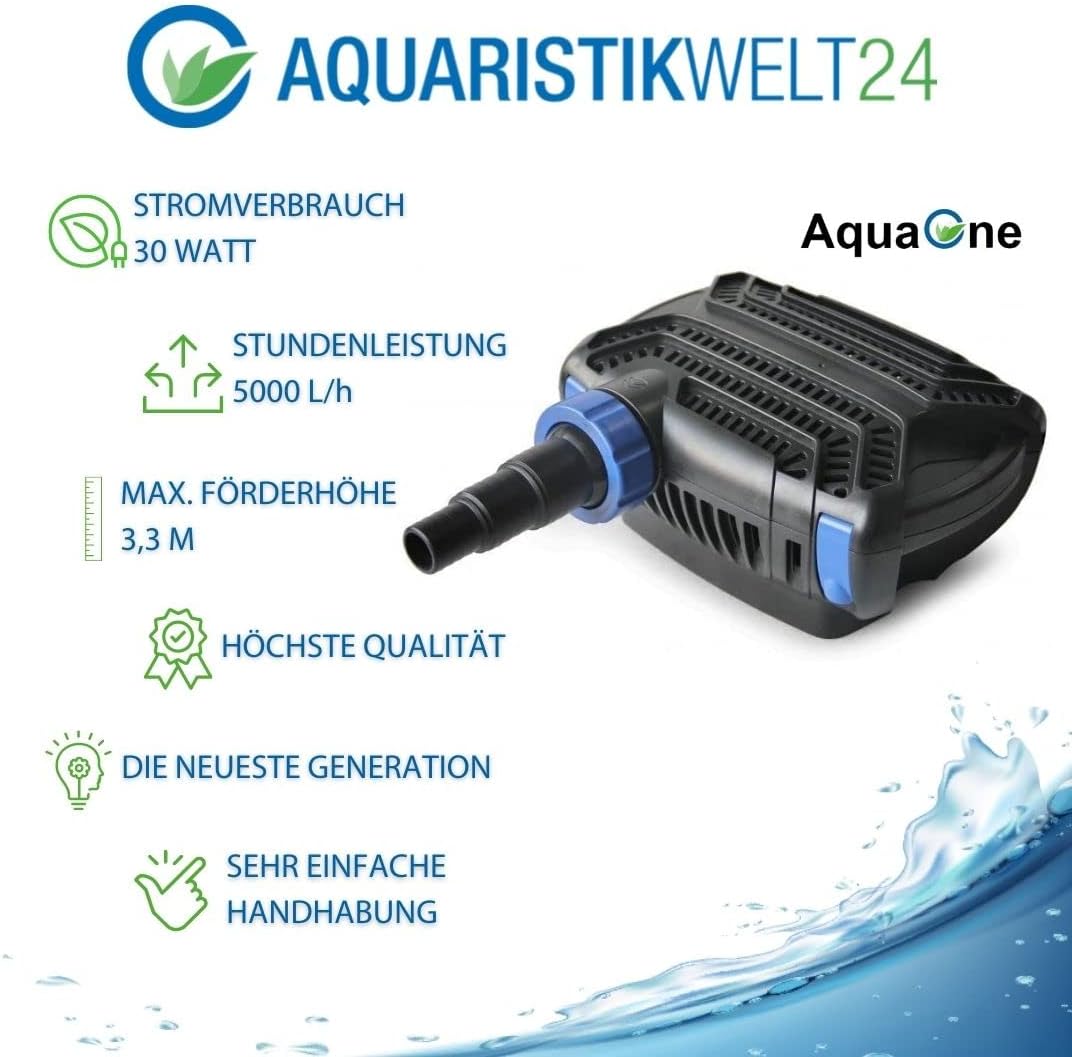 AquaOne Teichfilter Set mit Teichpumpe I Filteranlage CPF-15000 für einen Teich bis 30.000 Liter I Komplettset mit UV Lampe Eco Pumpe 30 Watt Teichschlauch Nr. 29