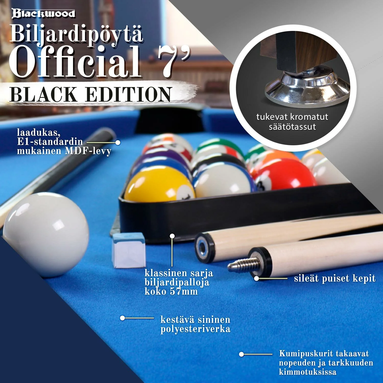 Blackwood Billardtisch, 7' Official Black
