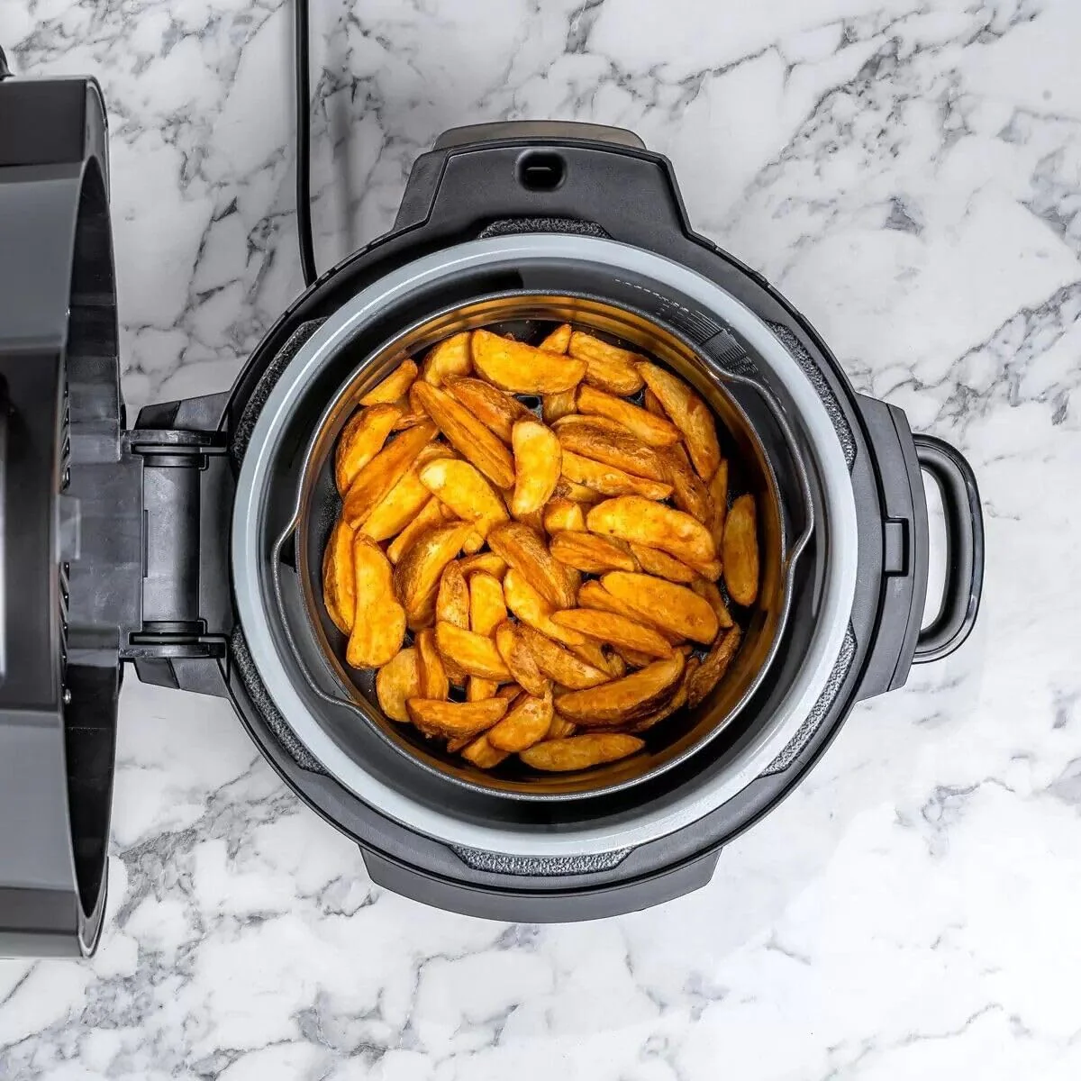 2025 Ninja Foodi Multikookpan OP350UK, 9-in-1, 6 L, elektrische snelkookpan en airfryer, geborsteld staal en zwart