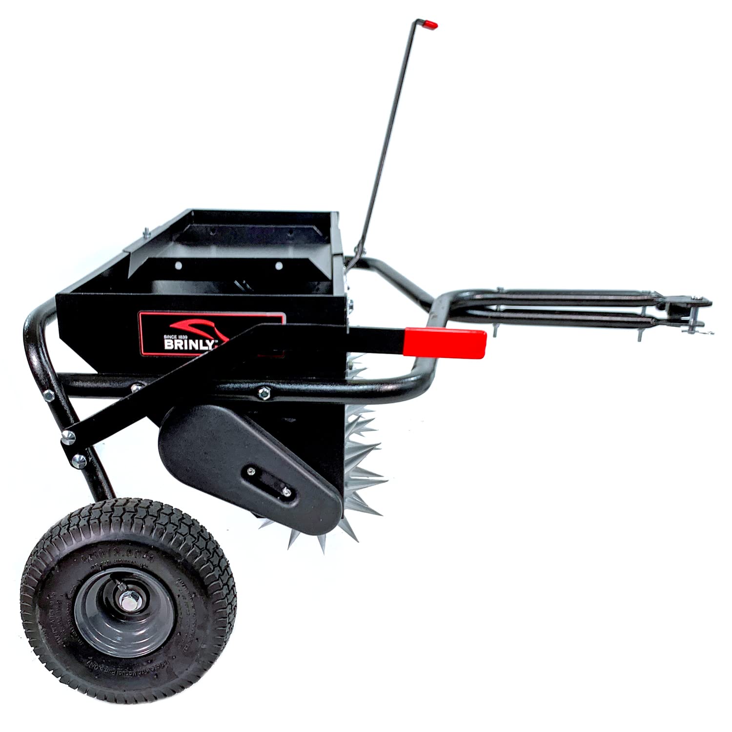 Brinly AS2-40BH-P Lawn Aerator Spreader, 2-in-1 Steel Design, 100 lb Capacity, Efficient Lawn Care