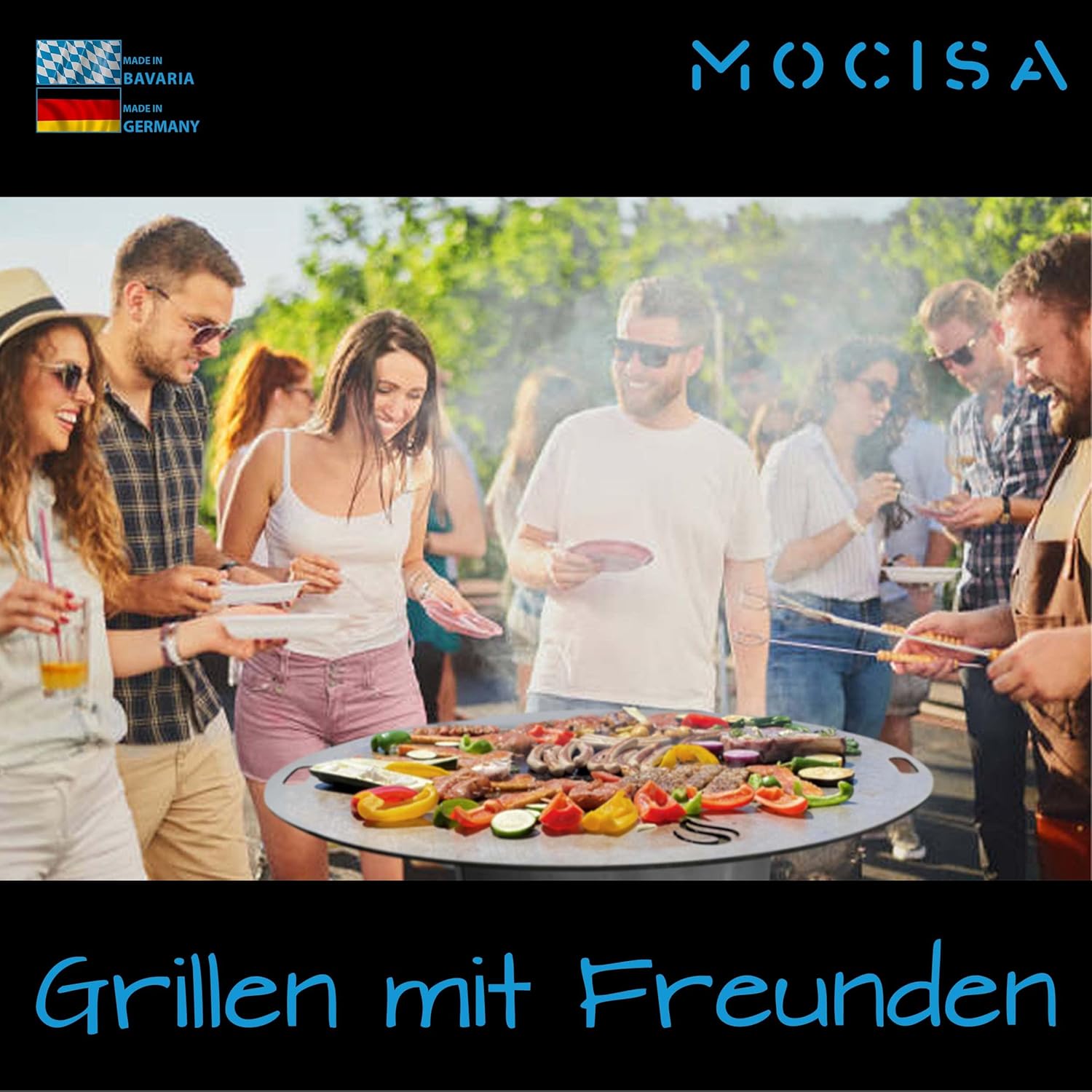 Universal BBQ Grillplatte 100 cm | Feuerplatte | Fassgrill | Kugelgrill | 100 cm Stahl blank Stärke 6mm | Made in Bavaria | Plancha | Feuerring | Grillring | BBQ Ring | BBQ-Disc