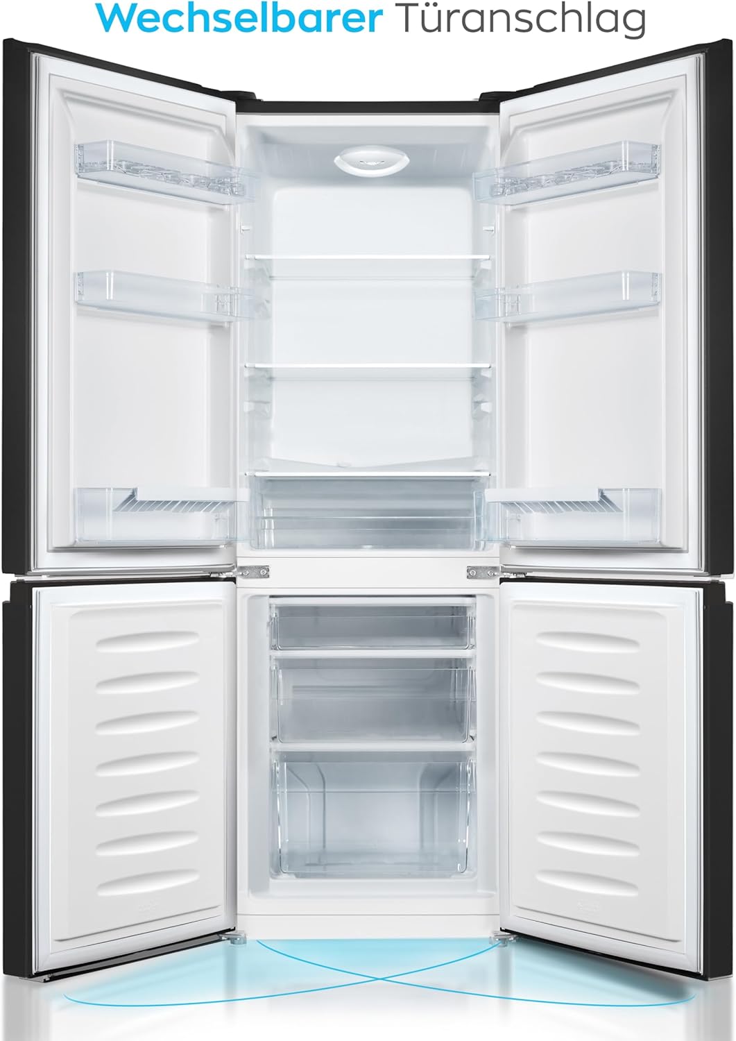 Heinrichs Fridge Freezer Combination 175 Litres, Cooling Volume 122 L, Freezer 53 L, LED Interior Lighting, Fridge Door Hinge, Changeable, Quiet 39 dB, Large Freezer Boxes, 7 Temperature Levels, inox