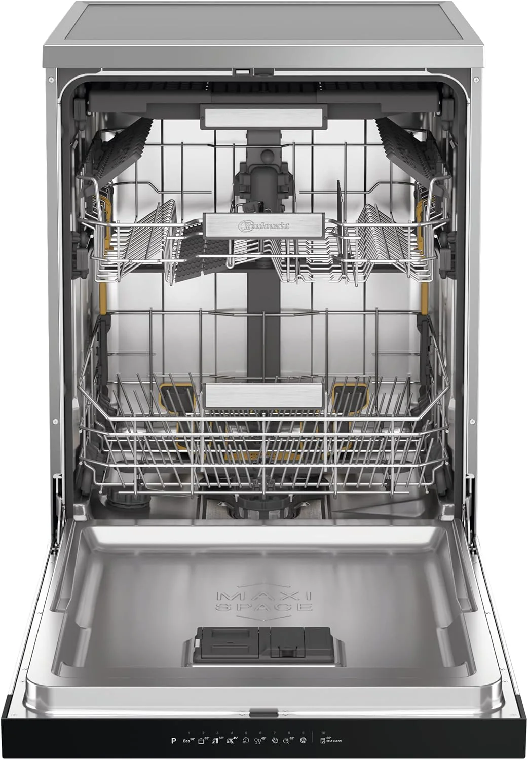Bauknecht B7F HP43 XA Vrijstaande vaatwasser/ 60 cm/ 15 couverts/ PowerClean Pro-Effectieve hogedruksproeiers/ Natural Dry-Automatische deuropening-Betere droging/ Maxi Space-Meer binnenruimte