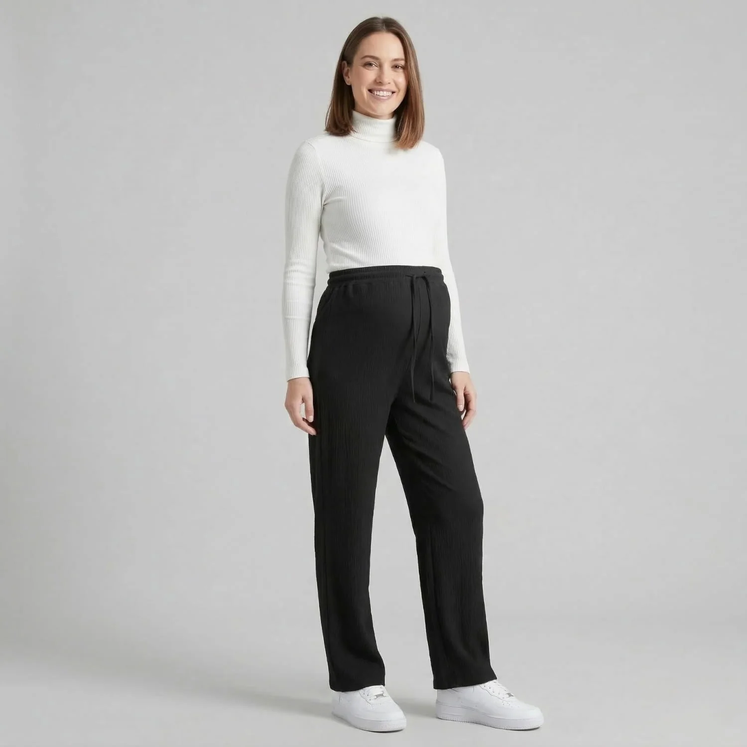 Palazzo Hose Damen | Leichte Umstandshose mit weitem Bein | Bequeme Schwangerschaftshose mit Kordelzug f��r Sommer & Fr��hling