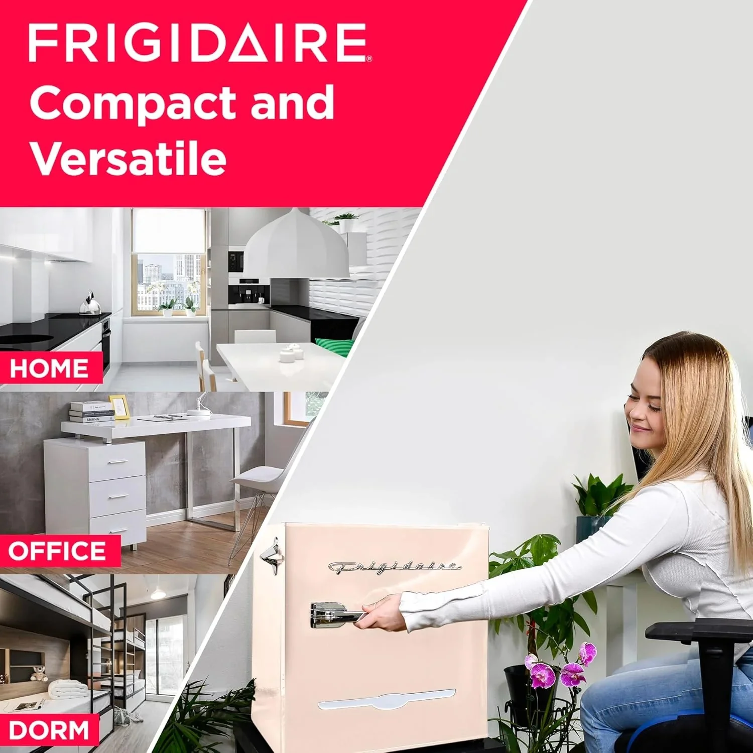 Frigidaire EFR176 Retro Compact Fridge with Chiller Mini Refrigerator with Built-in Bottle Opener for Office, Bedroom, Dorm Room or Cabin, 1.6 cu ft 16