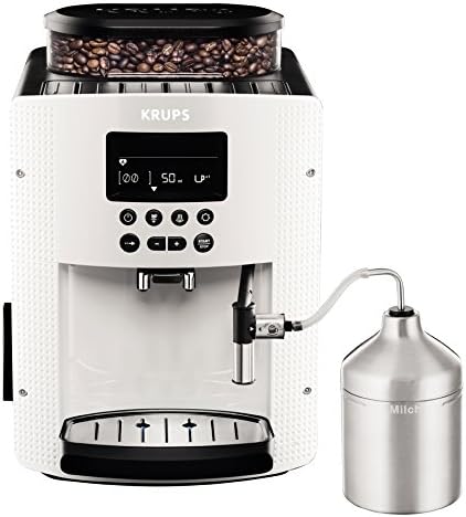 Krups Essential Kaffeevollautomat mit Milchschlauch, 2-Tassen-Funktion, LCD-Display, Einfache Reinigung, Kaffeemaschine, T��V-Siegel, Schwarz, EA816031