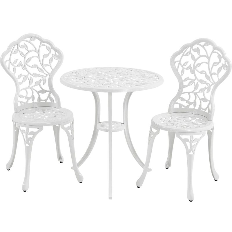 Yaheetech 3-Piece Aluminum Patio Bistro Table Set Antique Chair Sets