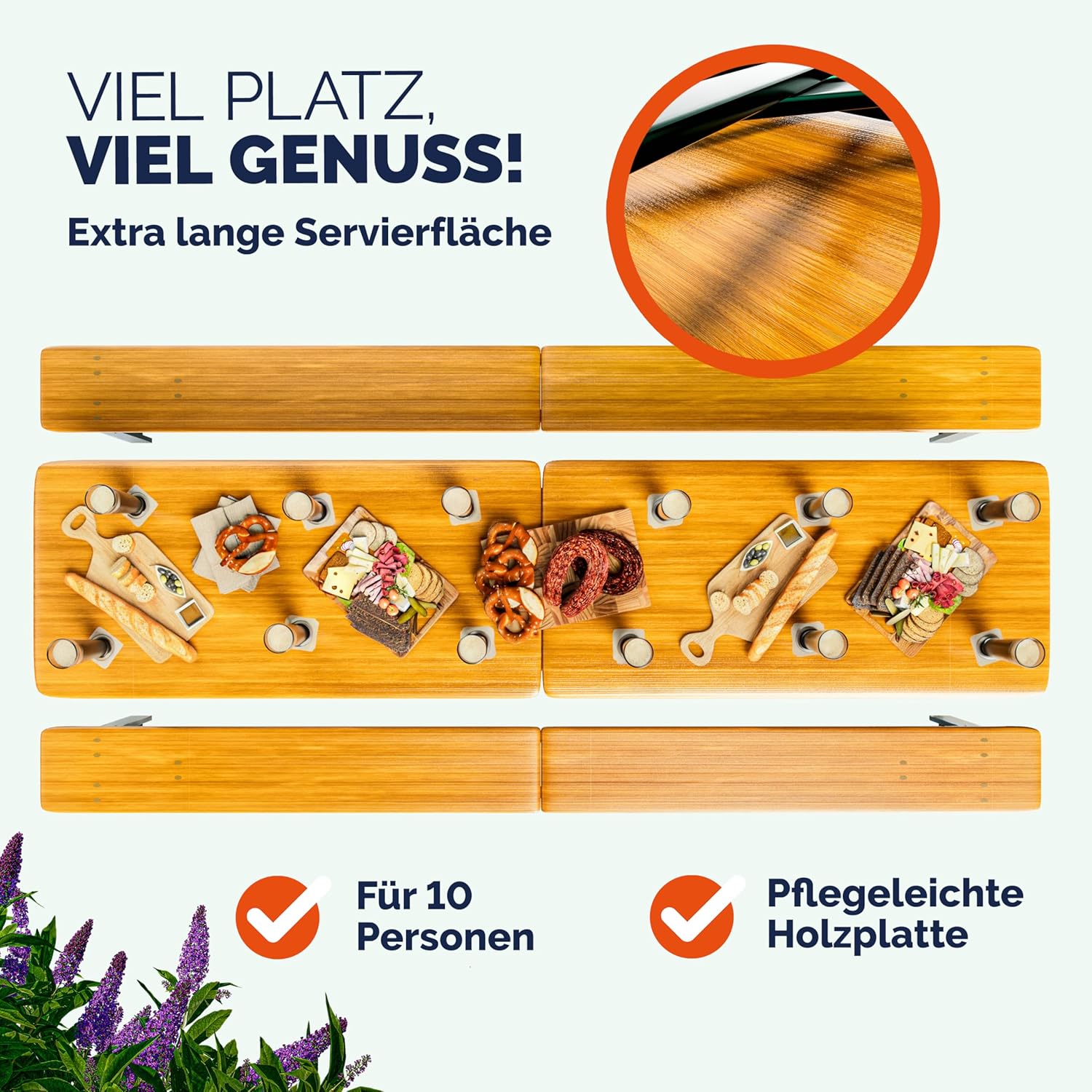 Casaria® Bierzeltgarnitur 220 cm Klappbar Stabil 3 Teilig 2X Bierbank 1x Breiter Tisch Holz Biertischgarnitur Festzeltgarnitur Biergarten Biergarnitur