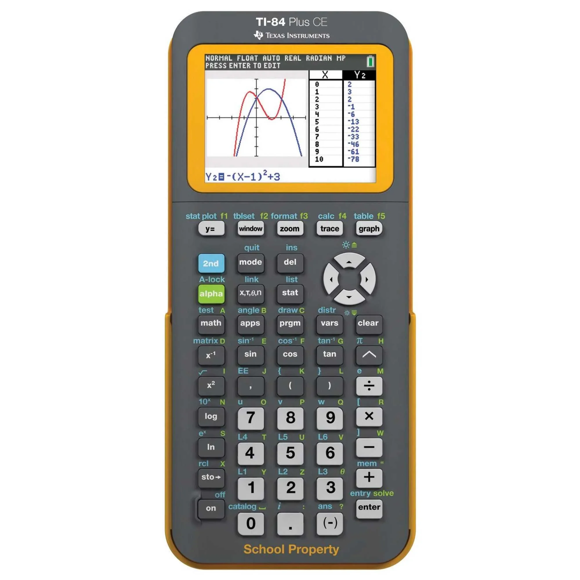 Texas Instruments TI 84 Plus CE Color -EZ SPOT Geel - Grafische Rekenmachine