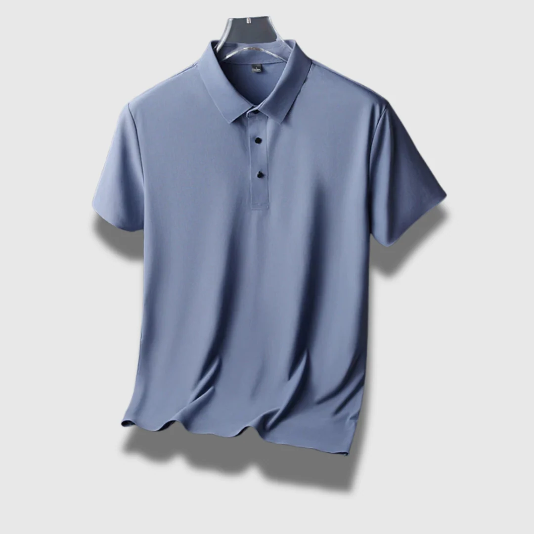 Klassisches Herren Poloshirt aus leichter Seide | Atmungsaktives Kurzarm-Polo mit Knopfleiste und Strukturkragen
