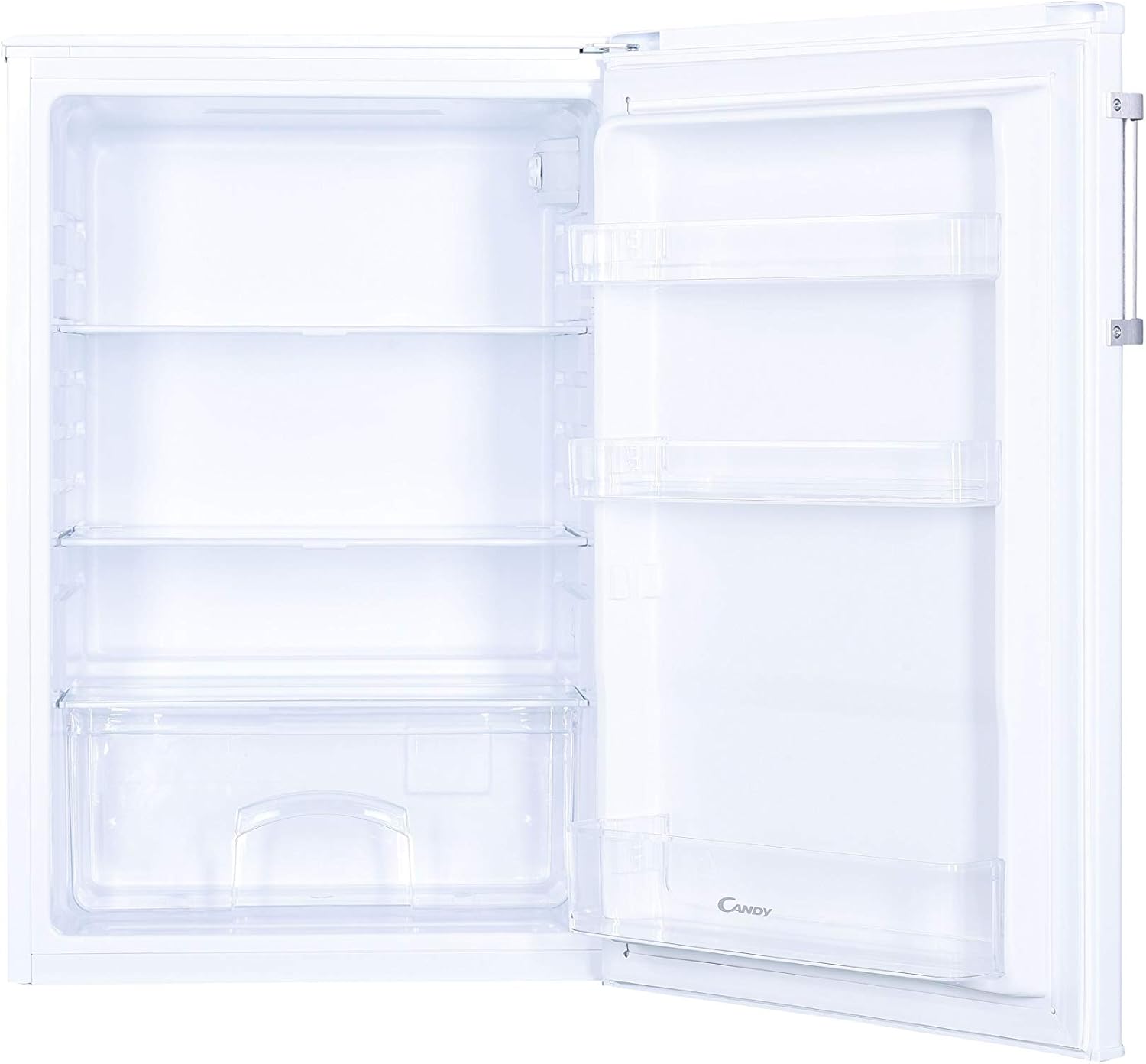 Candy CCTLS 544WHN Mini-Kühlschrank, Unterschrank, Höhe 85 cm, Fassungsvermögen 125 l, Statische Technologie, Gemüseschublade, mechanische Temperaturkontrolle, LED-Beleuchtung, umkehrbare Tür, 40 dB,