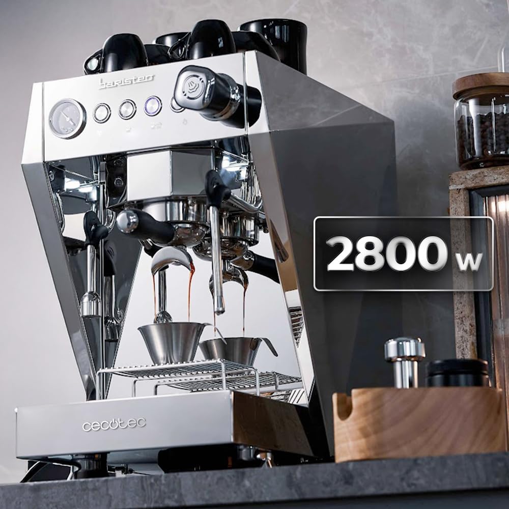 Cecotec Espresso-Kaffeemaschine Barista Baristeo Intima, professionelle Barista-Espressomaschine, Vorbrüh-System, 15 Bar Pumpe, einfaches Befüllen, 1,7L Wassertank und Tassenwärmer