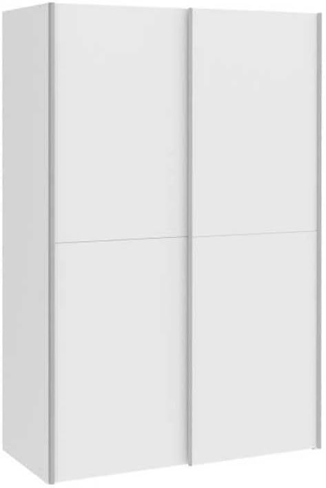FORTE OZZULA Schrank 120, Kleiderschrank Weiß, Schwebetürenschrank, Schlafzimmerschrank Modern 2-türig mit Einlegeböden und Kleiderstange, 120 cm breit x 190.5 cm hoch x 61 cm tief