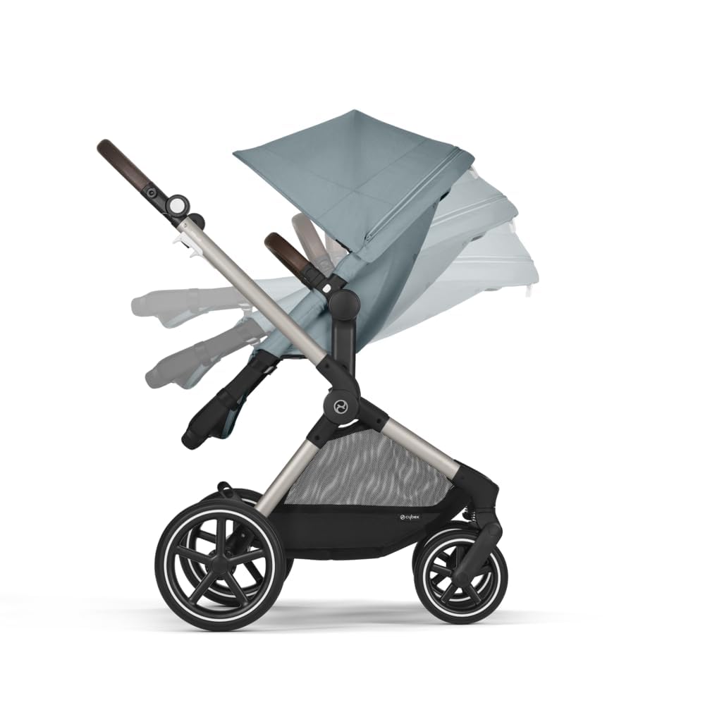 CYBEX Gold Kinderwagen EOS Lux 2-in-1, Reisesystem, Ab Geburt bis 22 kg (ca. 4 Jahre), Moon Black