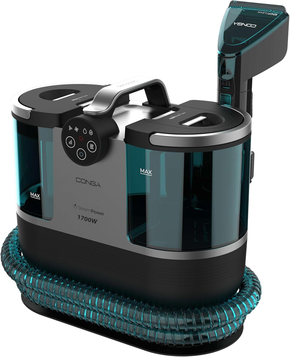 Cecotec Odkurzacz tapicerski z kablem - Conga 7000 Carpet&Spot Clean Steam XXL.1700 W. Czyszczenie 3 w 1. Zbiornik 1600 ml czysta woda i 950 ml brudna woda. Zasięg 7 m
