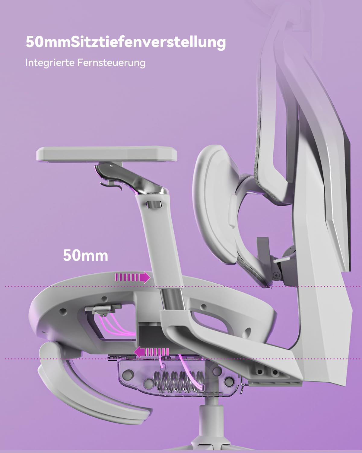 AutoFull G7 Ergonomischer Gaming Stuhl, Gaming-Stühle mit Dynamischer Lendenstütze, 720° Doppelachsen-Dreharmlehnen, 140° Rückenlehnen-Neigung & 4D-Nackenkissen (Weiß)