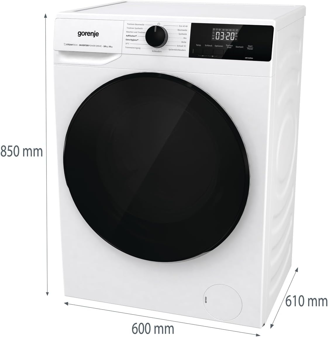 Gorenje WDAM 854 AP Waschtrockner mit Dampffunktion / 8 kg / 1400 U / 15 Programme/Aqua Stop/Inverter PowerDrive Motor/Kindersicherung/QuickDry/weiß