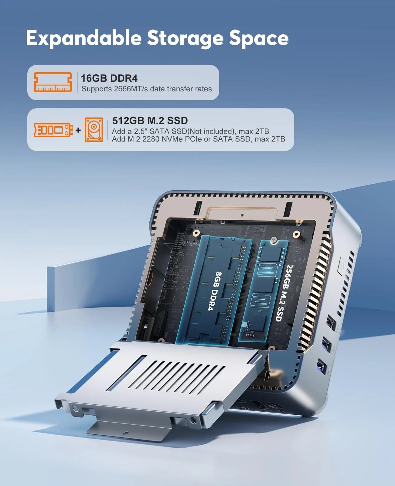 KAMRUI GK3Plus Mini PC, 16GB RAM, 512GB M.2 SSD Mini Computer