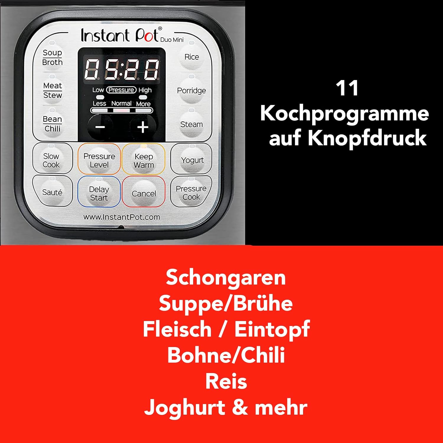 Instant Pot Pro 10-in-1-Elektro-Multikocher 1200 W, 5,7 L – Schnellkochtopf, Schongarer, Reiskocher, Dampfgarer, Sautierpfanne, Sterilisator, Joghurtbereiter, Sous Vide Gert – Schwarzer Edelstahl