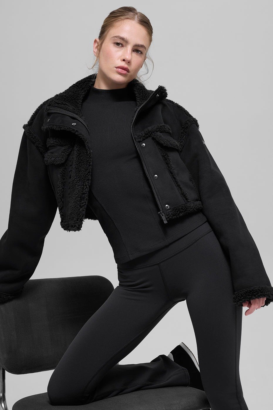 Alo Faux Shearling Snowfall Cropped Jacket