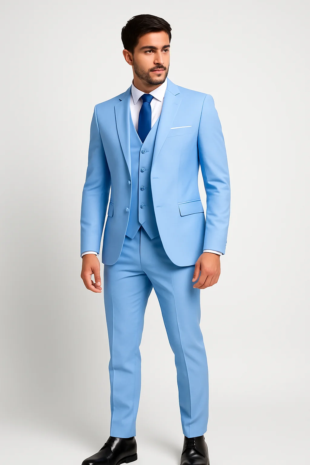 Eleganter dreiteiliger Herrenanzug im Slim-Fit-Schnitt f��r Hochzeiten und Bankette
