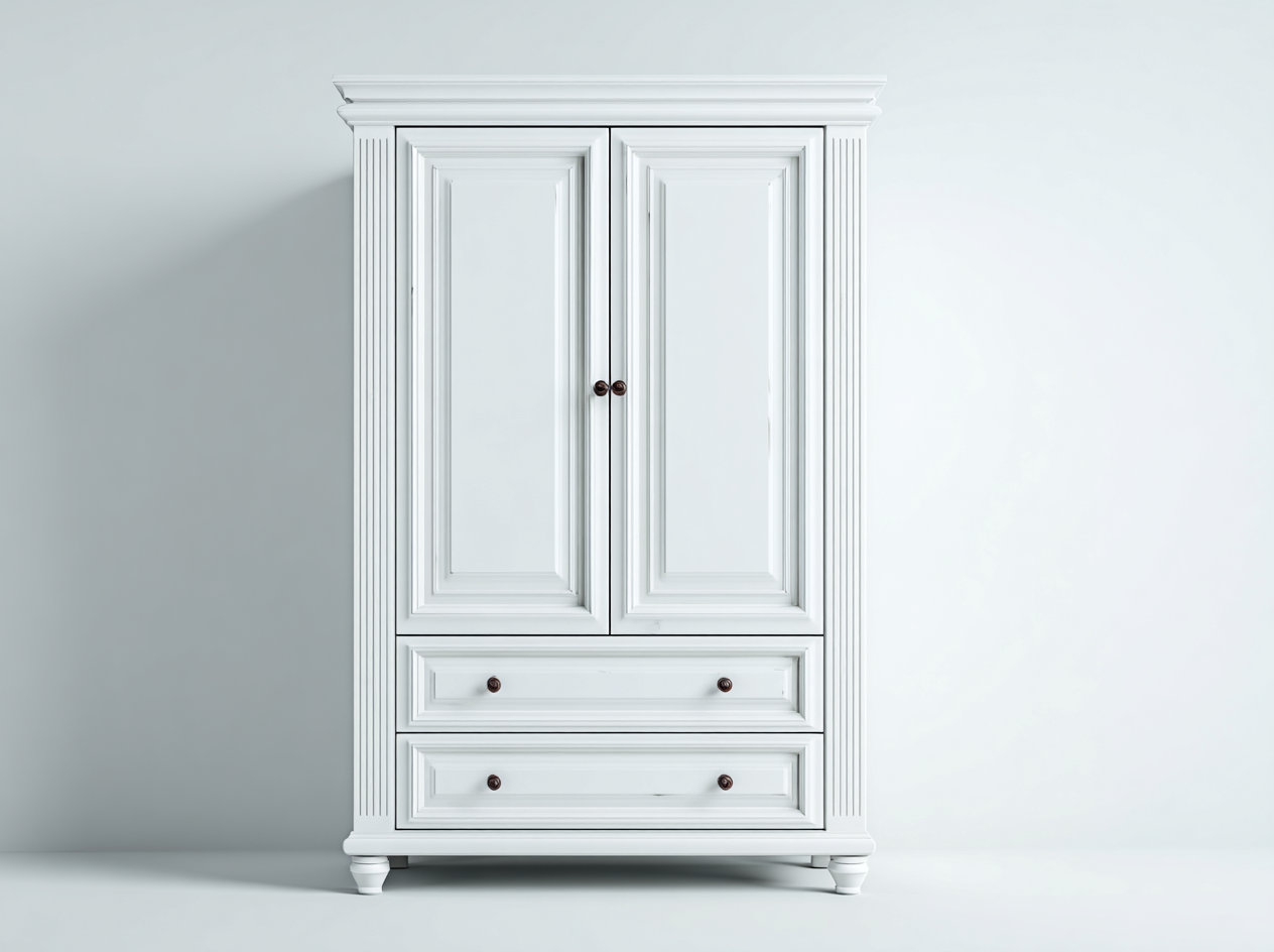 Kleiderschränke mit zwei Türen-Holz-Metall-102 x 62 x 198 cm-Weiß-Klassischer Stil