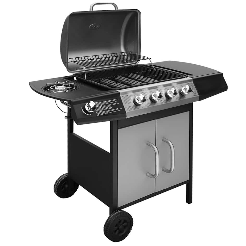 Grill gazowy 2025, 4+1 strefy gotowania, czarno-srebrny, V8143