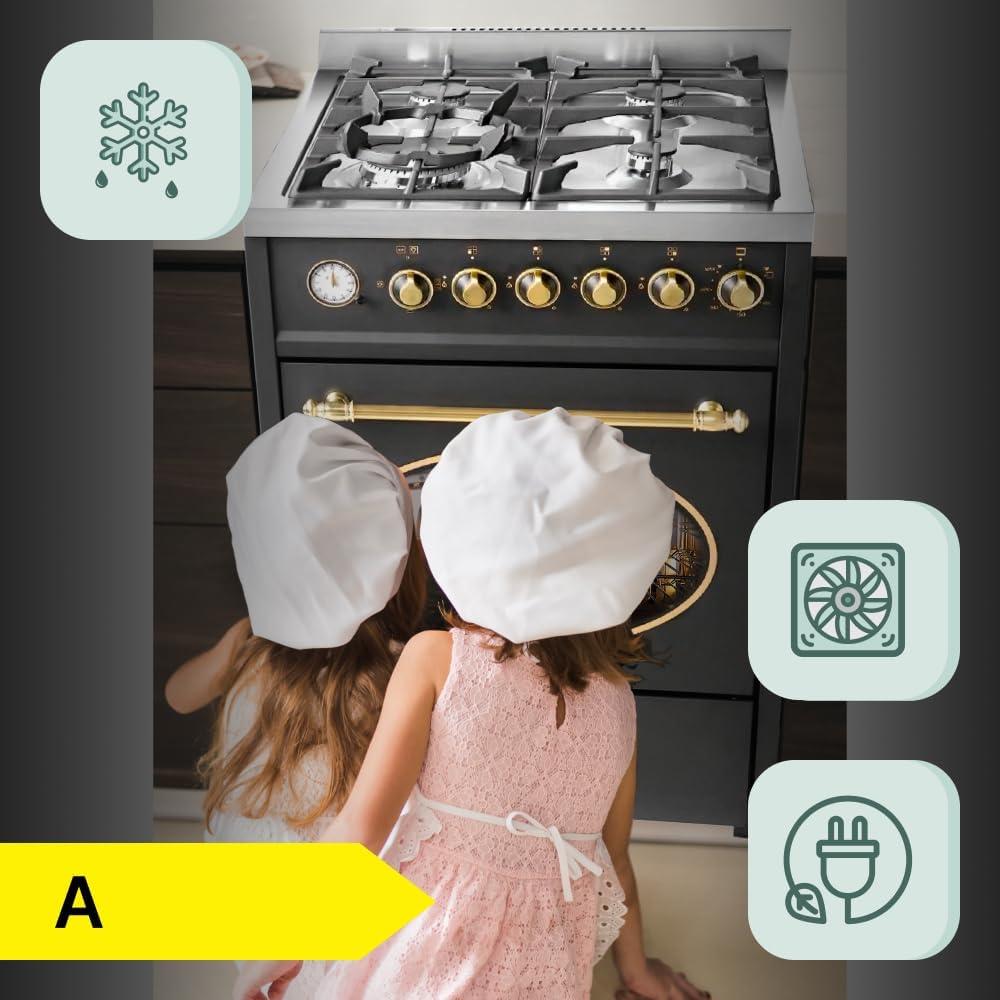GURARI Gasherd mit Gasbackofen GCH G 614 BR Standherd 60 cm | Gasgrill | Drehspieß | Elektro-Analog-Timer mit STOP-Funktion | Schublade mit Push-Pull | Gas Control | Range Cooker Erdgas/Propan