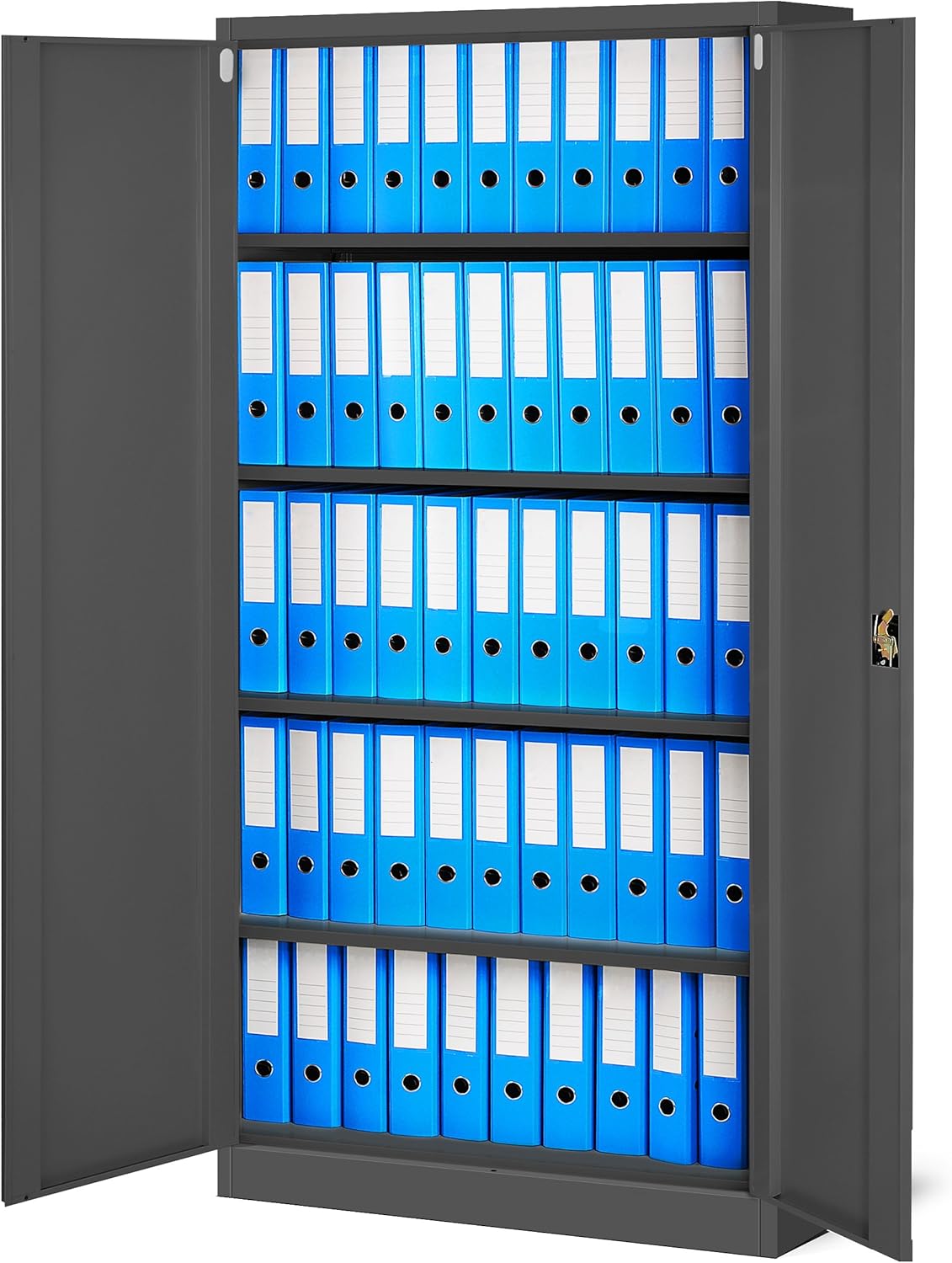 Jan Nowak Metallschrank Jan 185 x 90 x 40 cm - Metall Aktenschrank Abschließbar mit 2 Türen, Mehrzweckschrank mit 5 Ebenen, Büroschrank aus Stahlschrank mit Pulverbeschichtung - Anthrazit