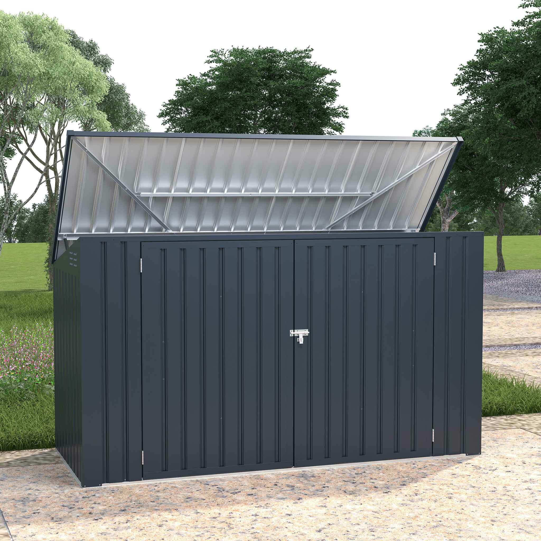 Fornorth M��lltonnen unterstand 237x101x131cm, Dunkelgrau