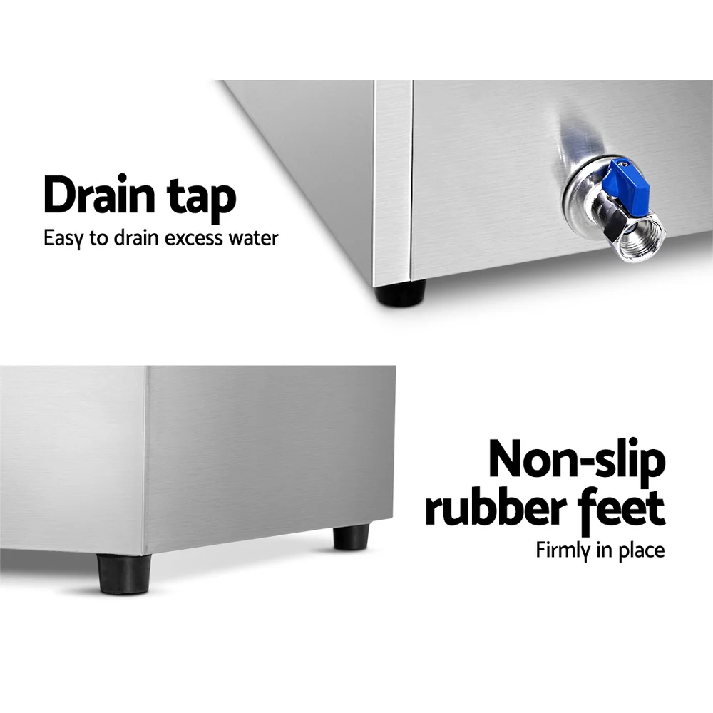 3-Pan Stainless Steel Food Warmer with Thermostat - Devanti