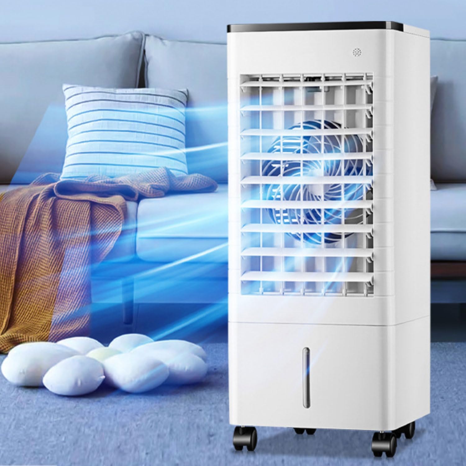 Luftkühler mobil mit Wasserkühlung 9L Wassertank 15H Timer Mobile Klimaanlage ohne Abluftschlauch Luftbefeuchter Ventilator Standventilator leise Verdunstungskühler für Wohnung Zimmer