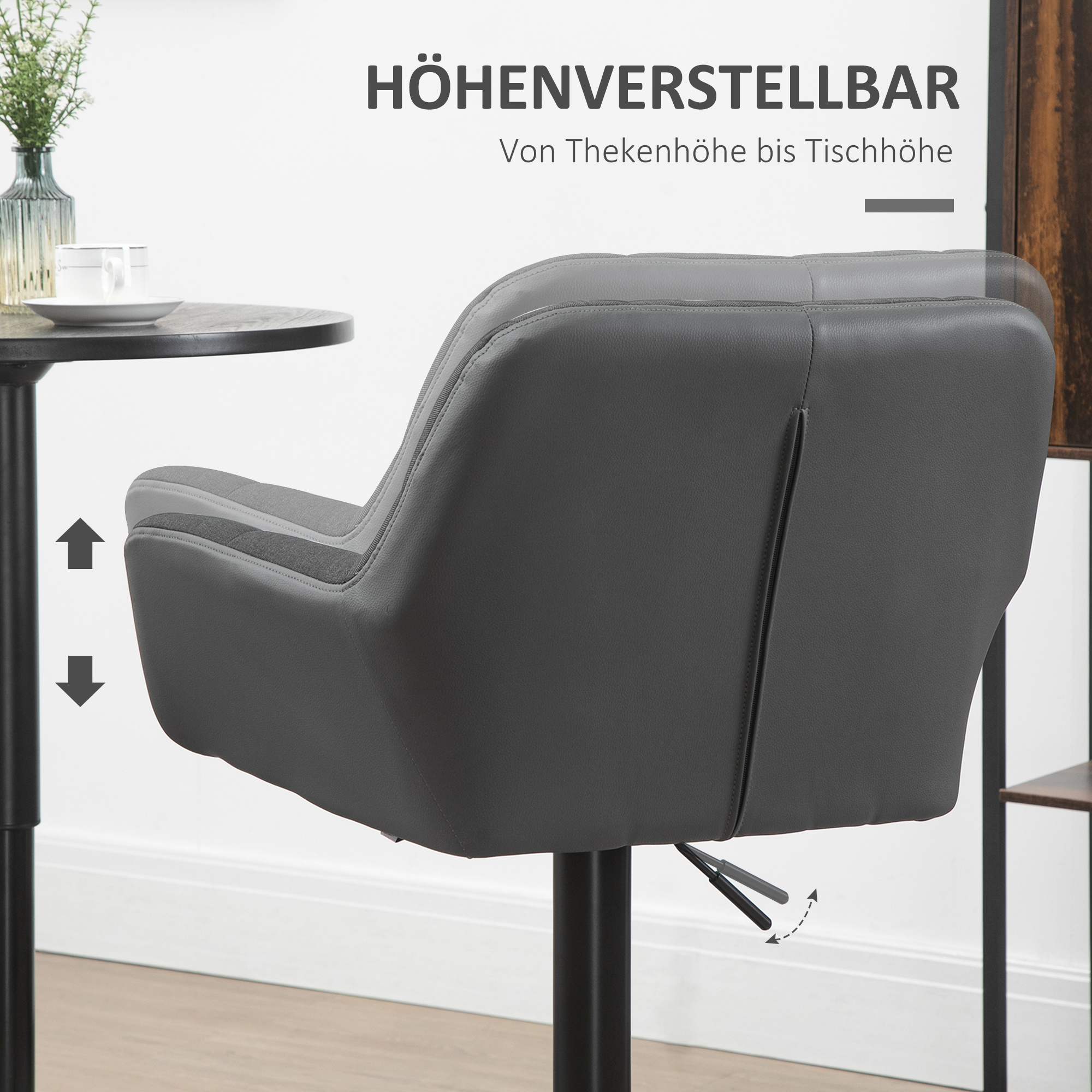 barkrukken, set van 2, tegenkrukken, in hoogte verstelbaar, draaibaar, in retro-design