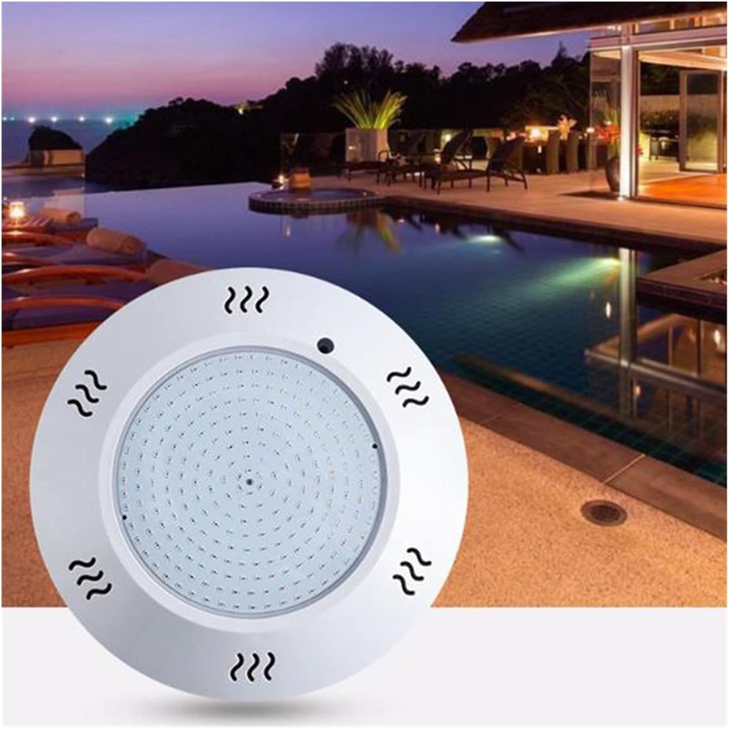 Mit Harzkleber gefüllte Schwimmbadbeleuchtung, LED-Unterwasserbeleuchtung, IP68, AC12V, RGB-Farbwechsel-Poollampen, superheller LED-Scheinwerfer Eine AtmosphäRe Schaffen(Cold White,35W)