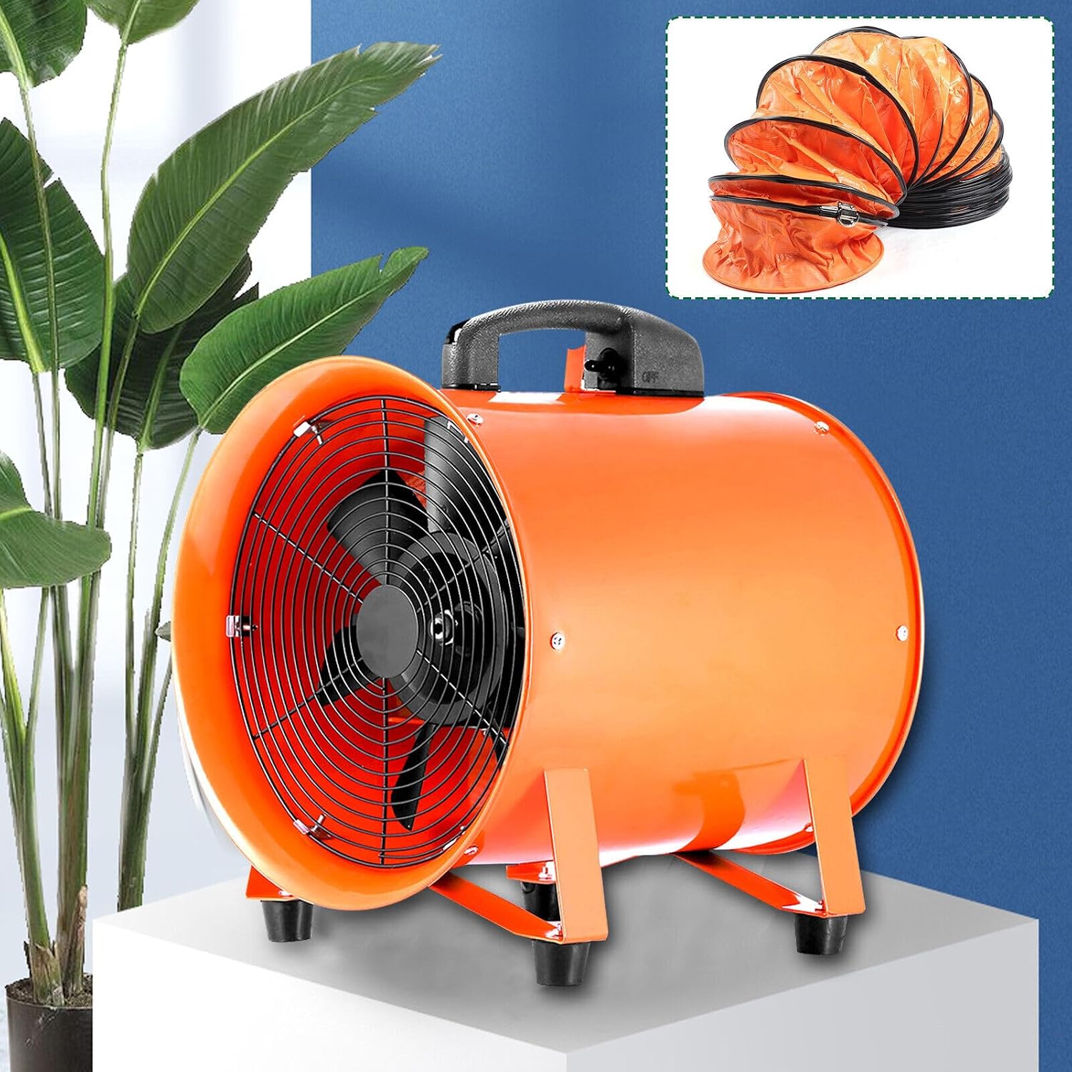 Industrieventilator Axialgebläse Ventilator Baugebläse mit 10m PVC-Schlauch Durchmesser 250mm Leistung 520W für Fabriken Tunnel Automobilherstellung Lagerhallen
