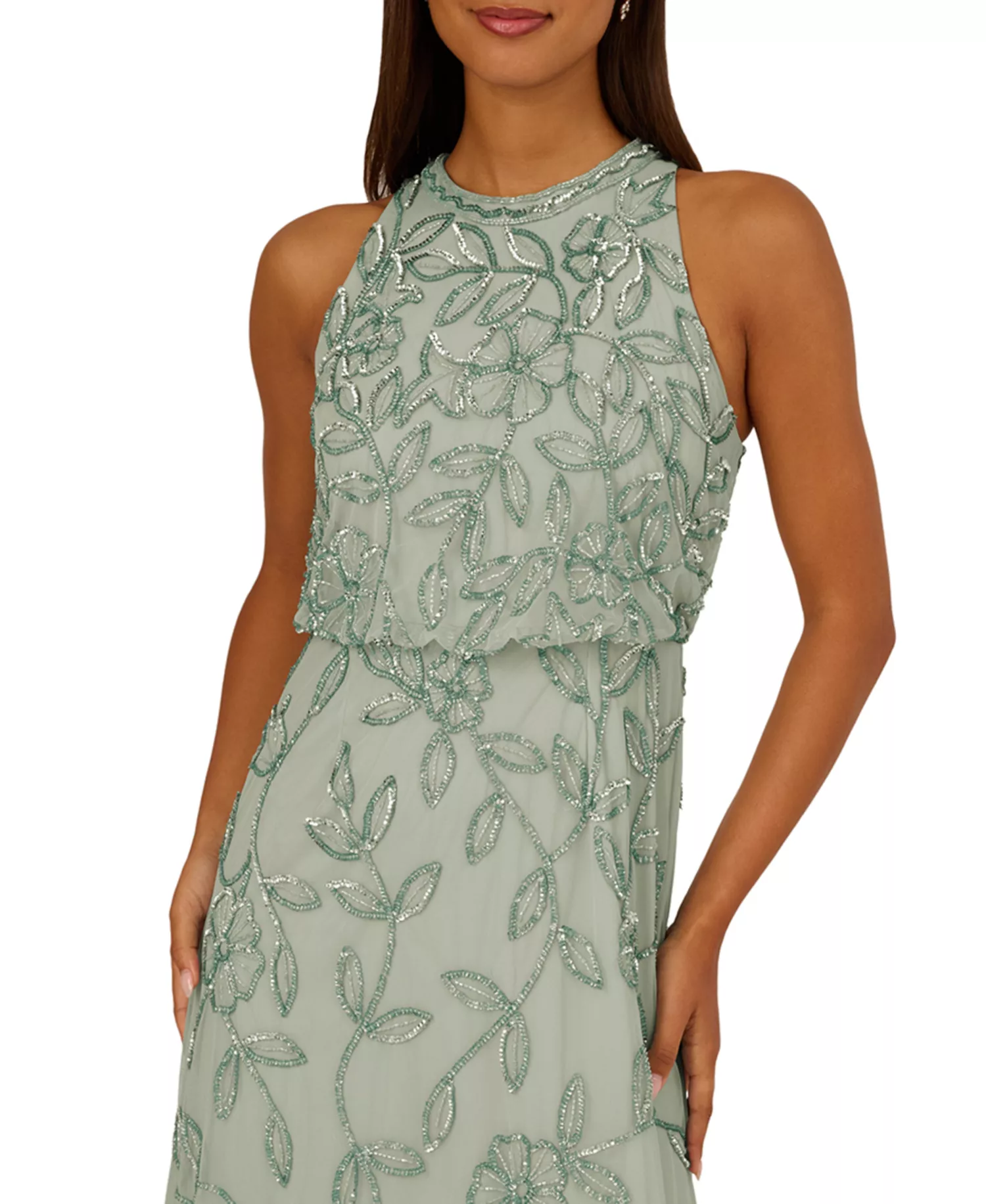 Adrianna Papell Women’s Beaded Sleeveless Long Dress