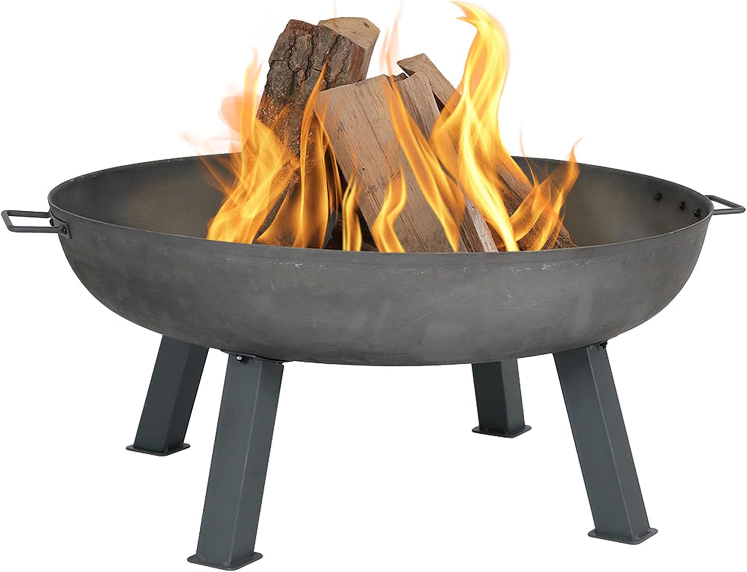 Sunnydaze Cast Iron Heavy Duty Fire Pit for Outside - Wood Burning Outdoor Fire Pit Bowl with Handles for Patio, Backyard, Camping - 34