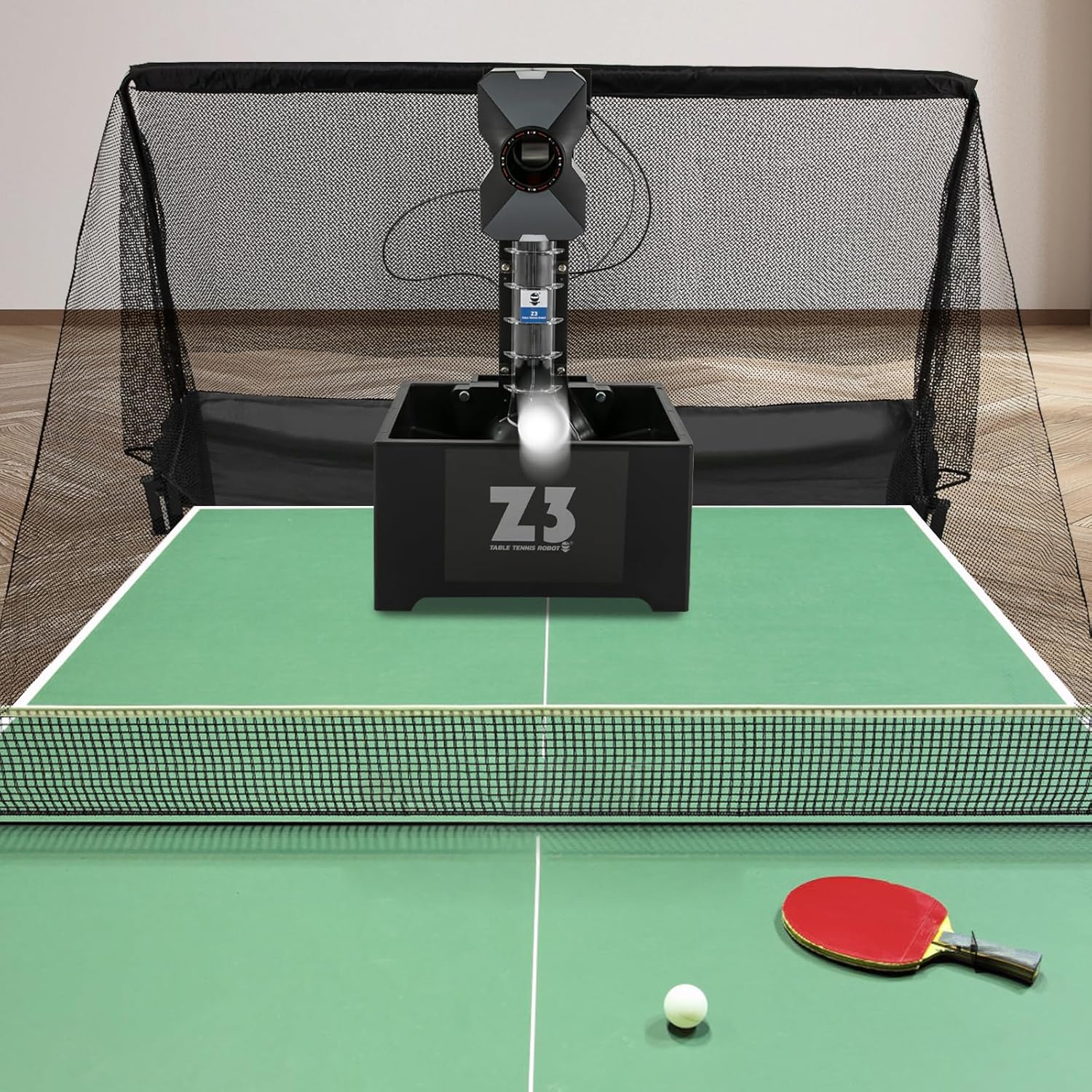 Automatische Tischtennis Ballmaschine, Ping Pong Ballmaschine, Ping Pong Ball Maschine mit Netz, Mehrere Serviermodi Tischtennis Roboter, Tischtennismaschine, 100 Bälle Kapazität