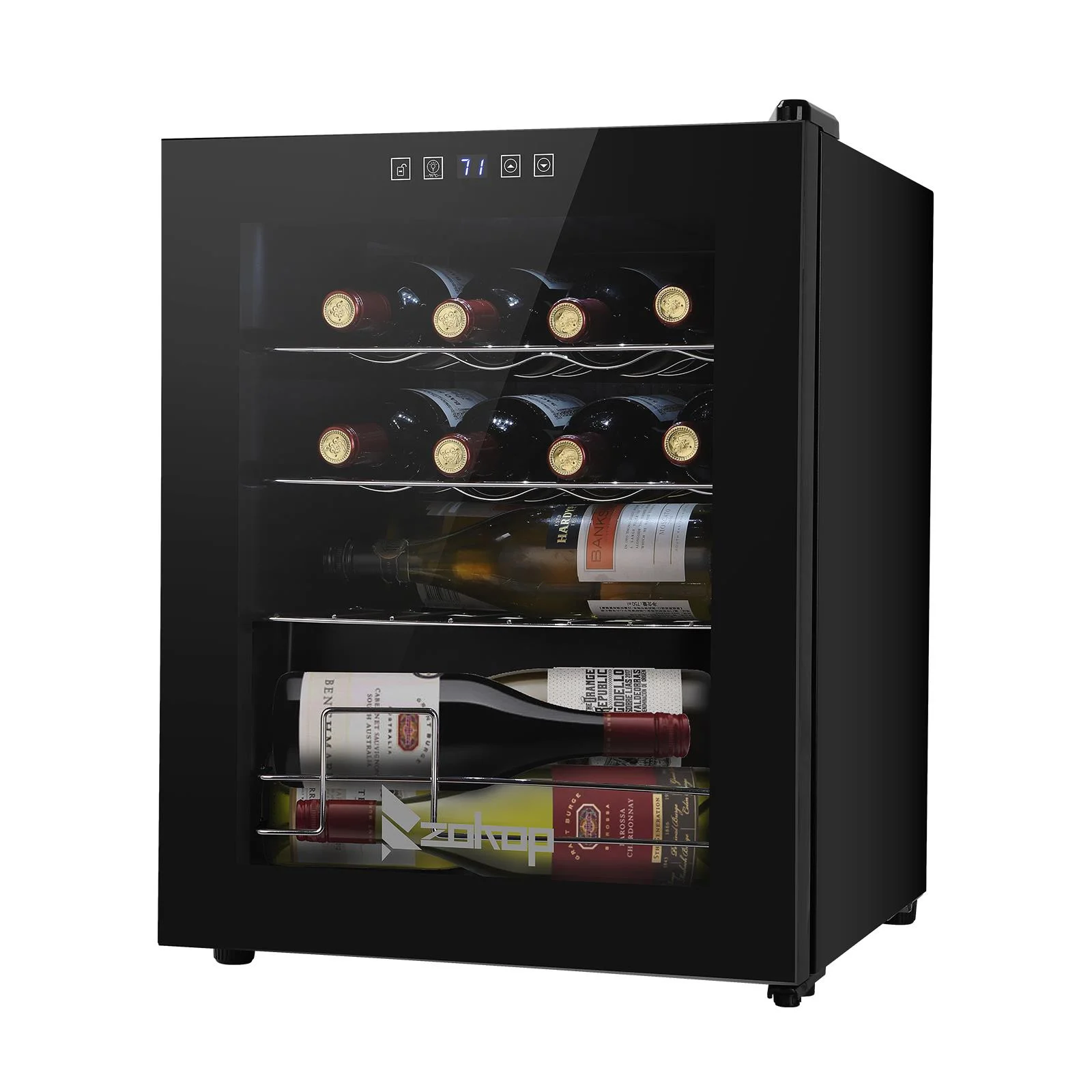 2025 Zimtown Wijnkoeler met Compressor voor 16 Flessen met Slot | Grote Vrijstaande Wijnkelder voor Rood, Wit, Champagne of Mousserende Wijn | Digitale Temperatuurregeling, Glazen Deur, Zwart