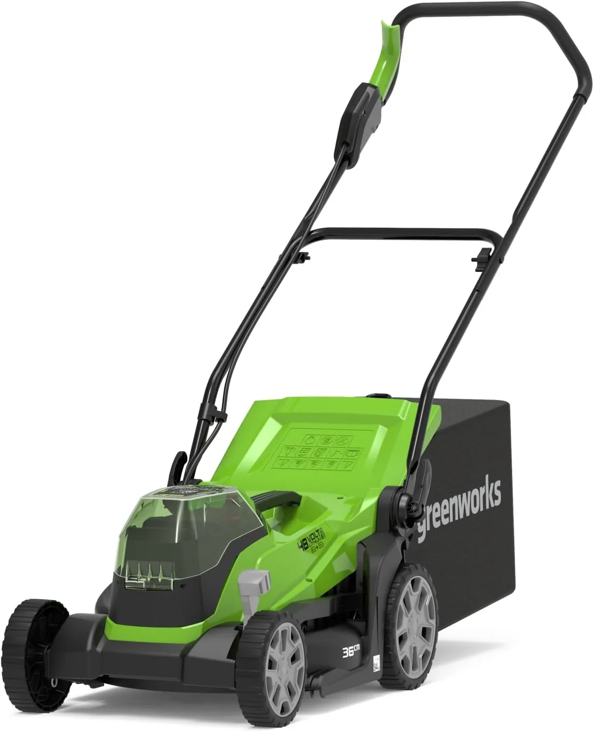 Greenworks 48V (2x24V) Selbstfahrender Akku Rasenmher f��r groe Flchen bis zu 480m, 46cm Schnittbreite, 55L Sack PLUS zwei 4Ah-Akkus und Doppelladegert GD24X2LM46SPK4X