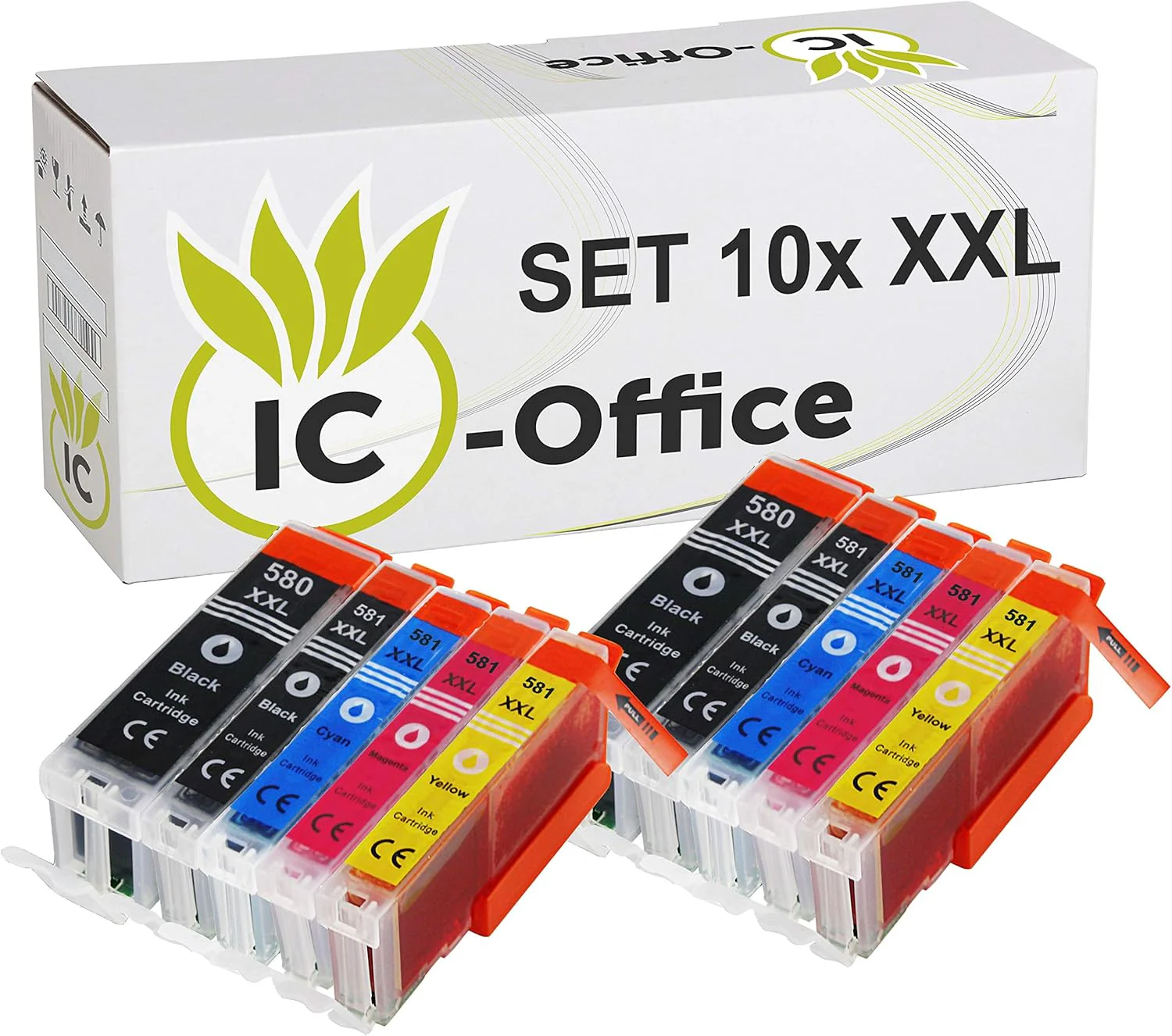 IC-Office TR7650 Farbtintenstrahl Multifunktionsdrucker 4-in-1 (Drucken, Kopieren, Scannen, Faxen, ADF, WLAN, AirPrint) schwarz + 10 XXL Tintenpatronen