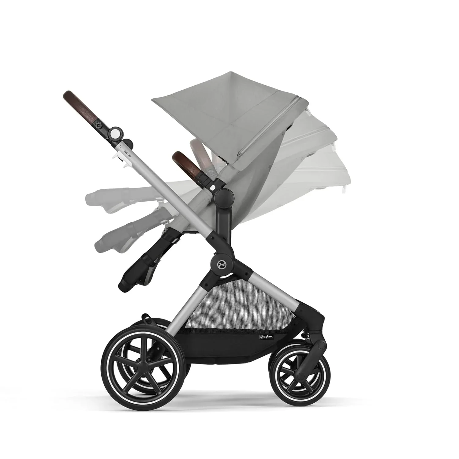 CYBEX Gold Kinderwagen EOS Lux 2-in-1 mit Babyschale Aton B2 i-Size und Babyschalen-Adapter, Reisesystem, Ab Geburt bis 22 kg (ca. 4 Jahre), Moon Black (Schwarz)