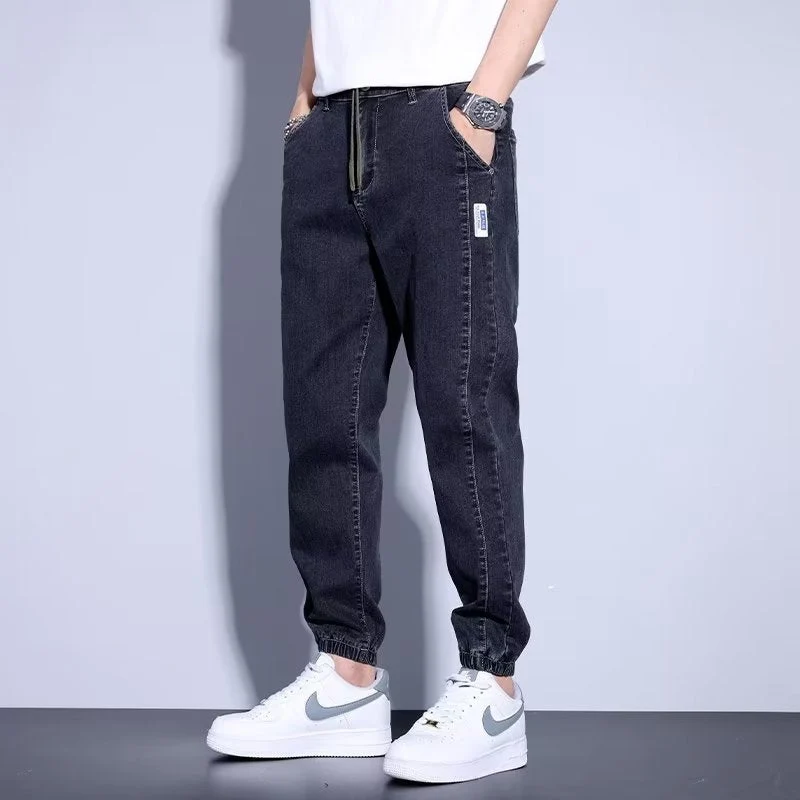Herren Jeans mit Kordelzug Und elastischem Beinabschluss