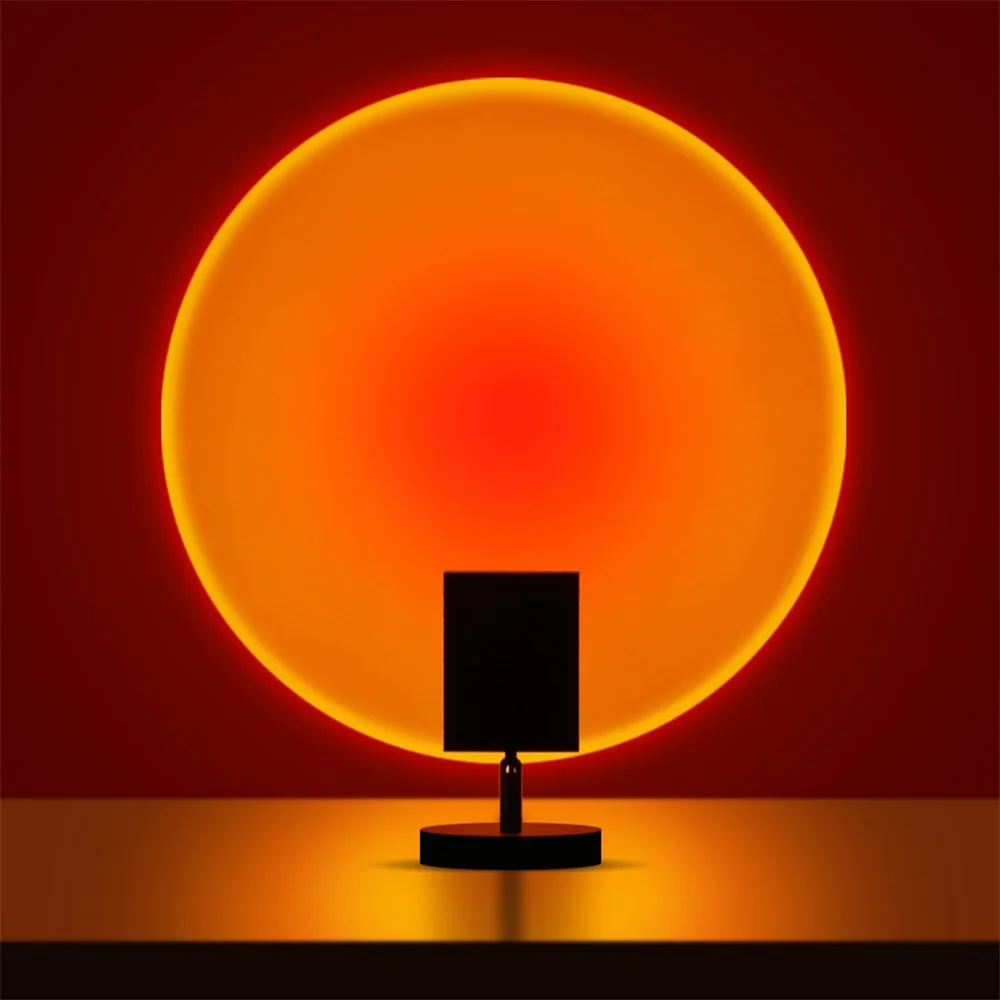 Retro Sunset LED Tischlampe | Kompakte Nachttischlampe f��r gem��tliches Stimmungslicht | USB-betrieben & energiesparend