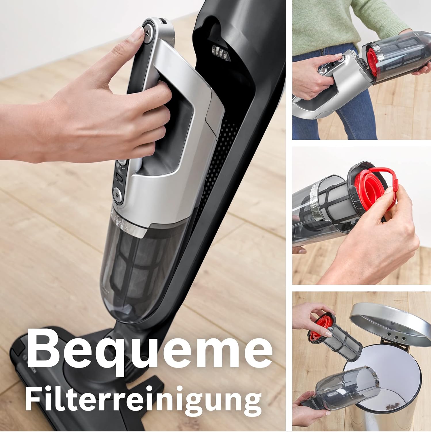 Bosch Akku-Staubsauger Flexxo 2in1 Serie 4 BBH32101, kabelloser Handstaubsauger, beutellos, hohe Saugleistung, Lange Laufzeit, Kurze Ladezeit, Fugendüse, alle Bodenarten, schwarz
