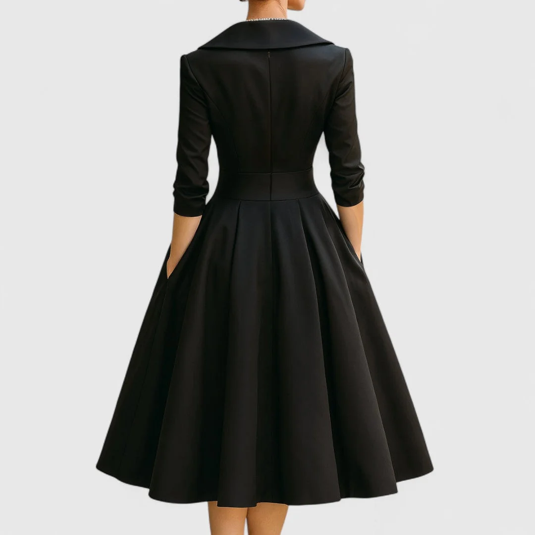 Midi-Kleid mit Wickeloptik und V-Ausschnitt