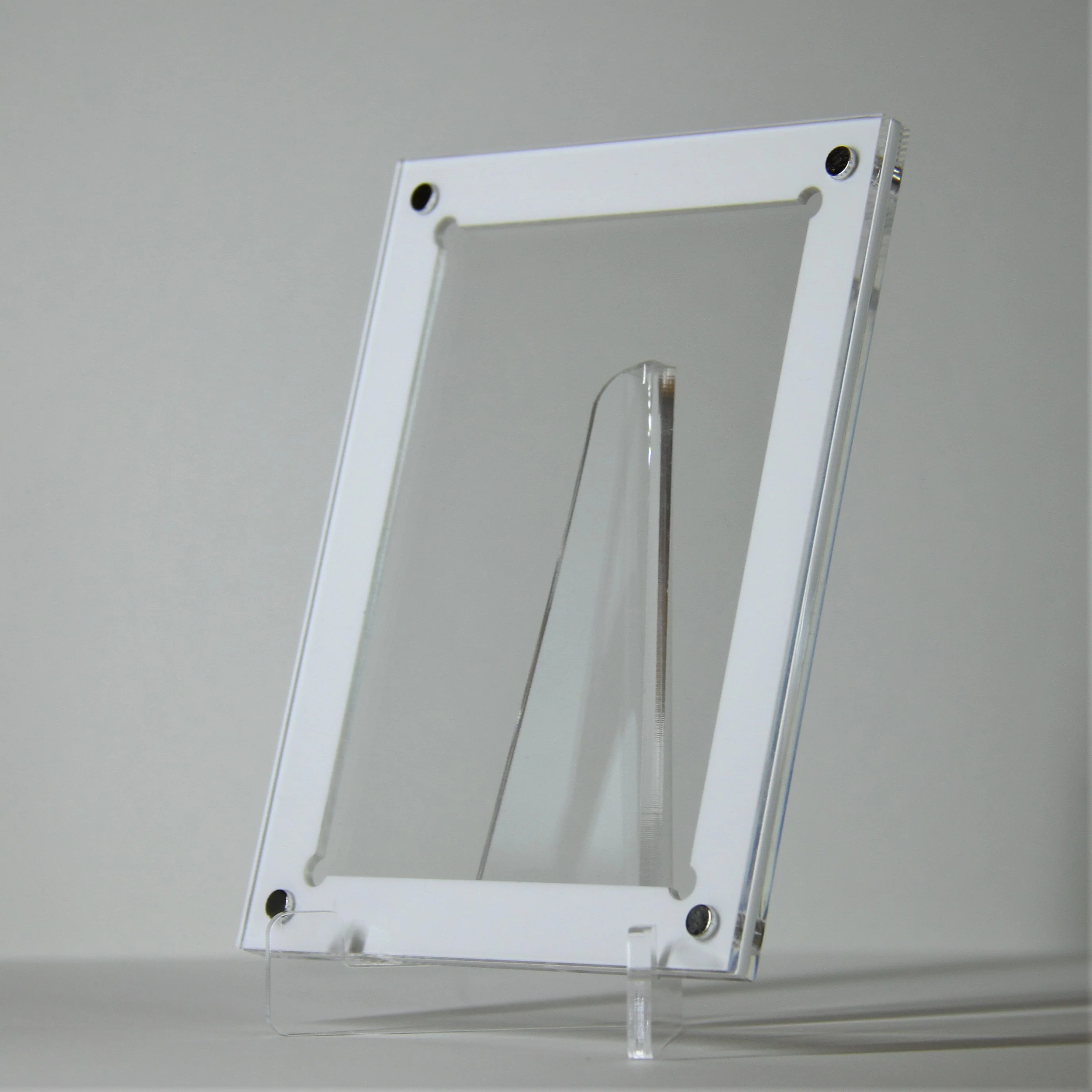 Acrylic Card Holder (MAGNETIC) For One Single Raw Card - WHITE