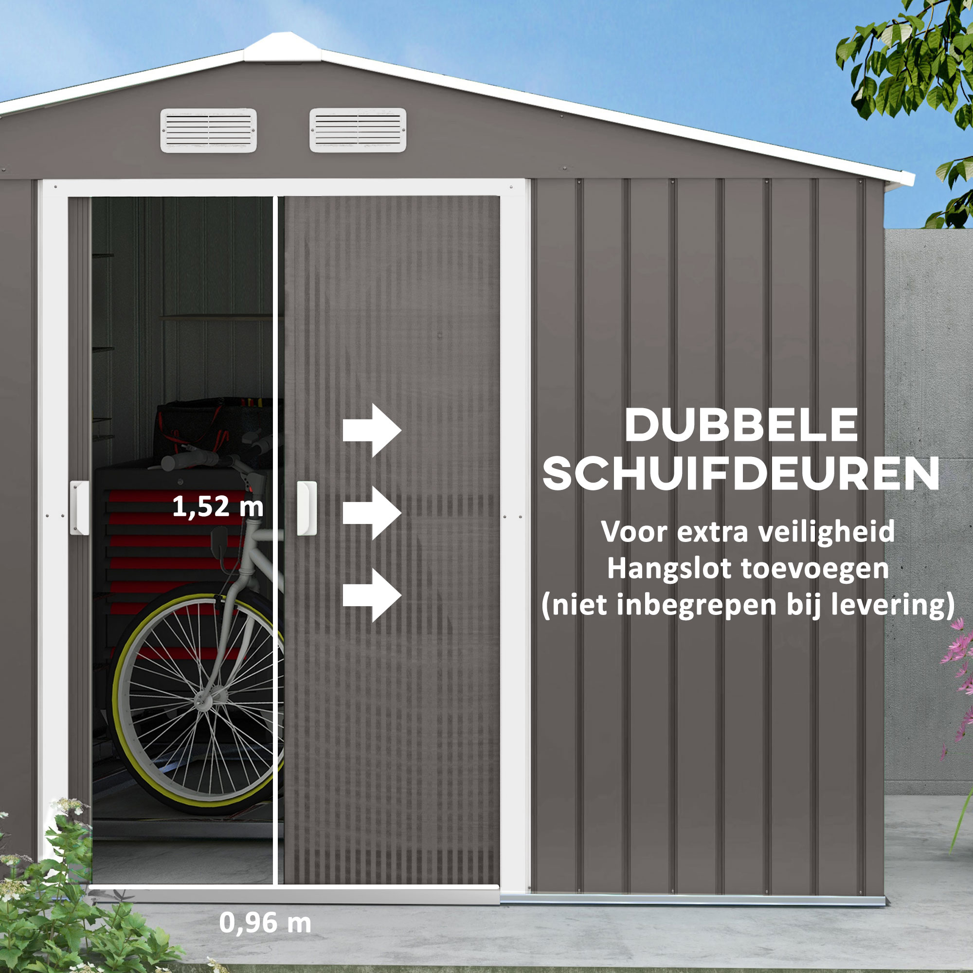 Outsunny Gereedschapsschuur tuinhuis gereedschapsschuur tuinkast gereedschapskast metaal